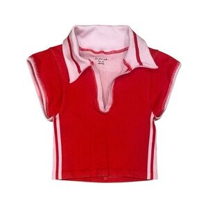 NWT urban outfitters red and pink polo crop